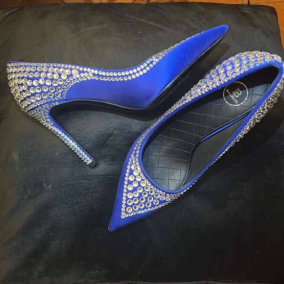Balmain Blue Rhinestone Pumps - Picture 3 of 5